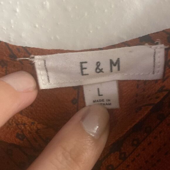 Womens Geometric Print Burnt Orange Rust Slit Leg Jumpsuit - Picture 4 of 8